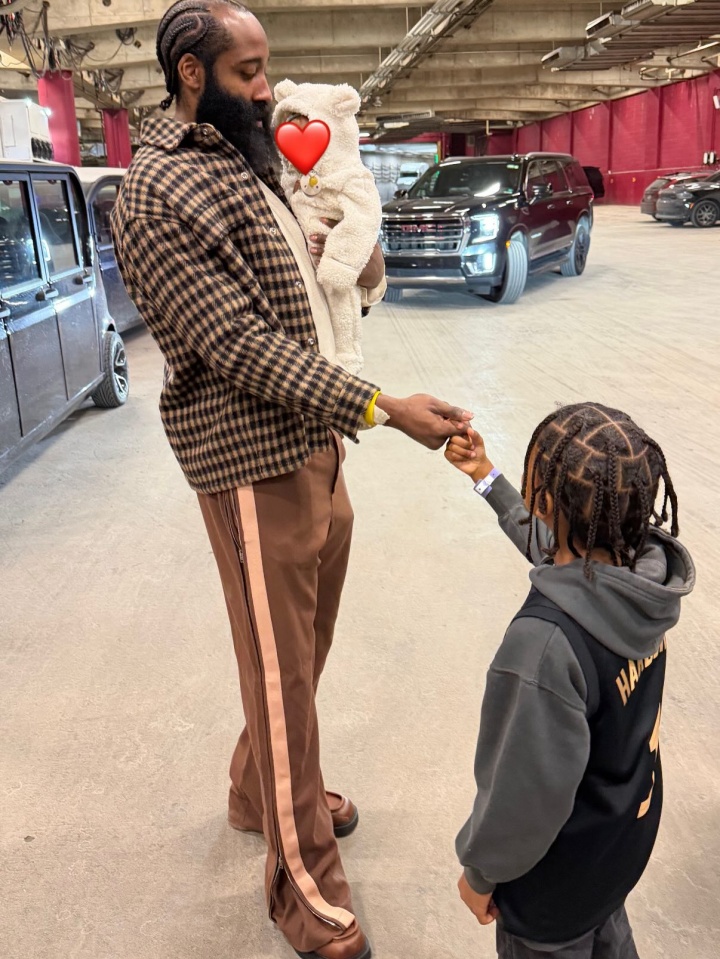 开云体育-超级奶爸！女友晒哈登抱着孩子和自己的孩子拉手指